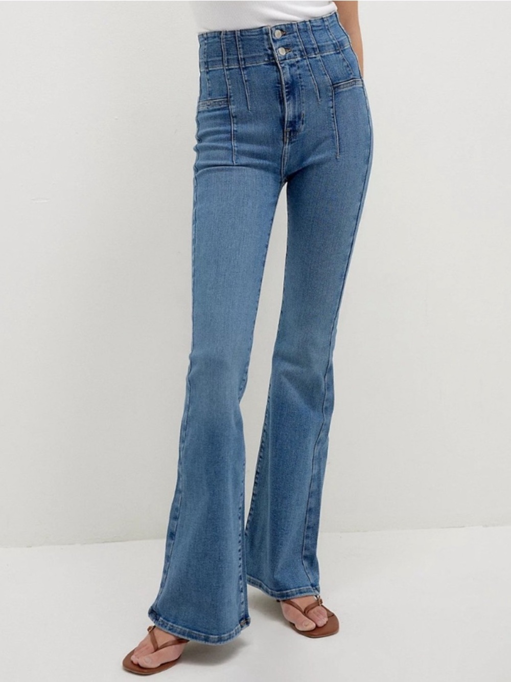NWT Free People We The Free Jayde High Rise Flare Jeans Blue Sea Medium Wash 26